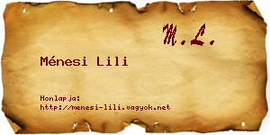 Ménesi Lili névjegykártya